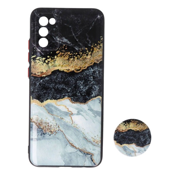Back Cover Θήκη Με Σχέδιο Μάρμαρο Πολύχρωμο Και Pop Socket (Samsung Galaxy A02s) Είδη Τεχνολογίας