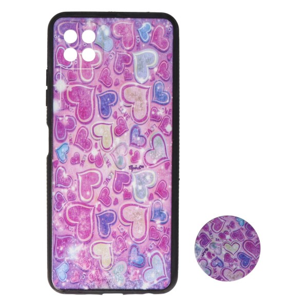 Back Cover Θήκη Με Σχέδιο Καρδούλες Και Pop Socket (Samsung Galaxy A22 5G)