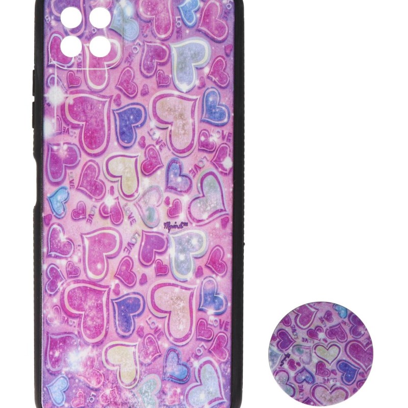 Back Cover Θήκη Με Σχέδιο Καρδούλες Και Pop Socket (Samsung Galaxy A22 5G)