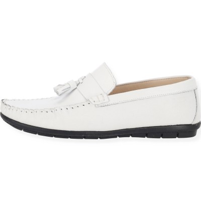 Δερμάτινα Aνδρικά Loafers σε Άσπρο Χρώμα