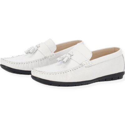Δερμάτινα Aνδρικά Loafers σε Άσπρο Χρώμα