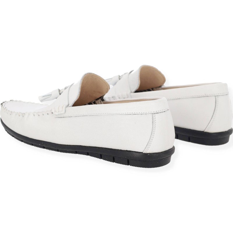Δερμάτινα Aνδρικά Loafers σε Άσπρο Χρώμα