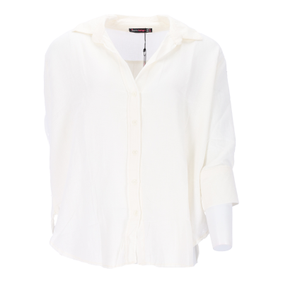 Asprin Fashion Γυναικείο Λινό Μακρυμάνικο Πουκάμισο σε Εκρού Χρώμα