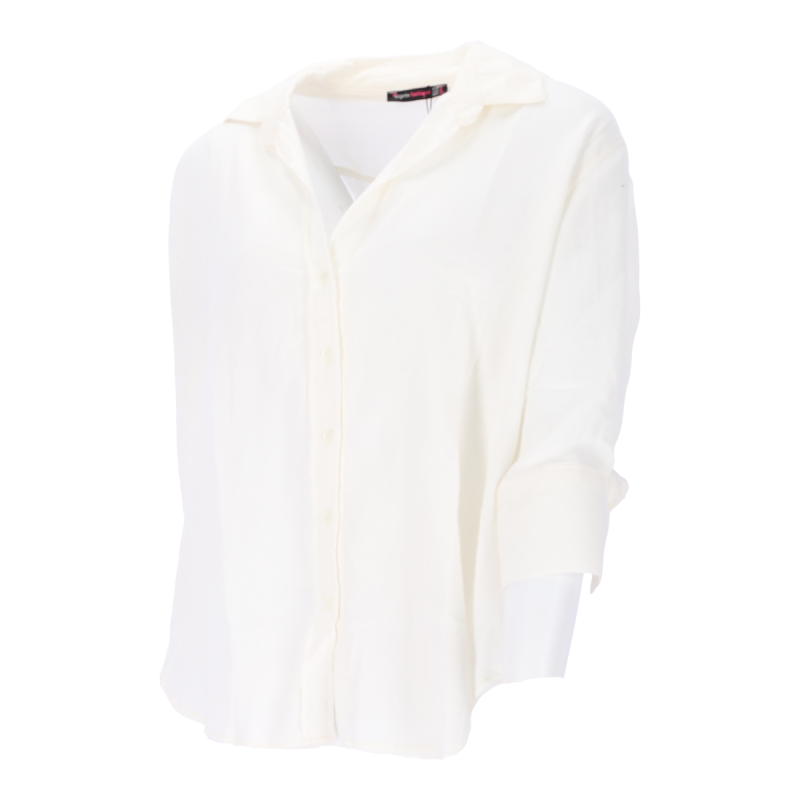 Asprin Fashion Γυναικείο Λινό Μακρυμάνικο Πουκάμισο σε Εκρού Χρώμα