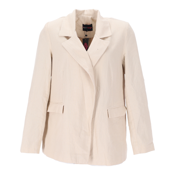 Asprin Fashion Long Women's Medium Linen Jacket Beige