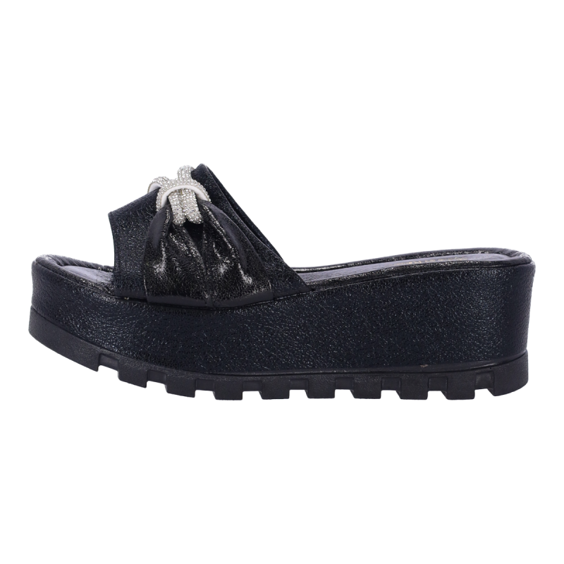 IMAJ Γυναικείες Παντόφλες Flatforms με Γκλίτερ