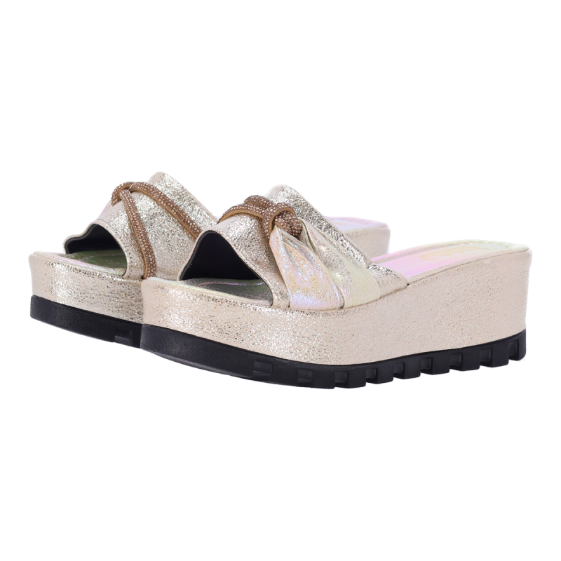 IMAJ Γυναικείες Παντόφλες Flatforms με Γκλίτερ