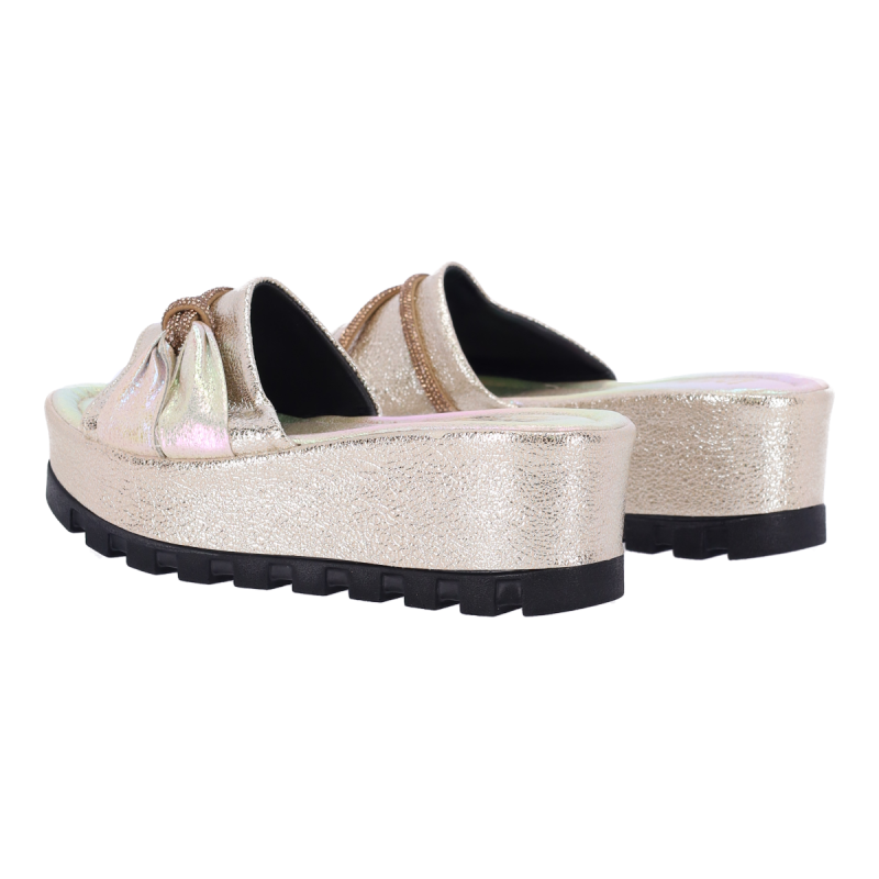 IMAJ Γυναικείες Παντόφλες Flatforms με Γκλίτερ