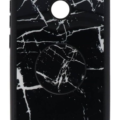 Back Cover Θήκη Σιλικόνης Με Σχέδιο Μάρμαρο Μαύρο Και Pop Socket (Xiaomi Redmi Note 5A Prime)
