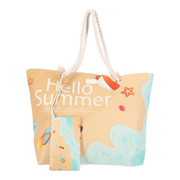 Bag to Bag Τσάντα Θαλάσσης από Καραβόπανο με Πορτοφόλι σε Σχέδιο Summer