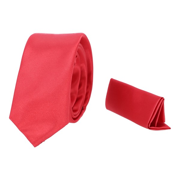 Milano Γραβάτα Σατέν Light Red με Μαντήλι