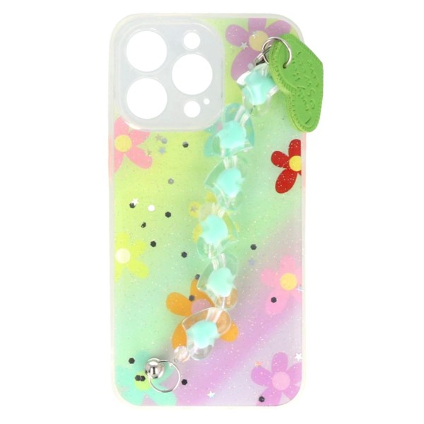 B.D.L Back Cover Θήκη Με Σχέδιο Λουλούδια Και Ενσωματωμένο Λουράκι Χάντρες (Iphone 13 Pro)