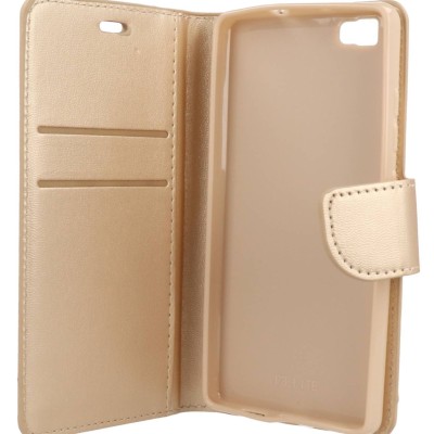 Siipro Θήκη Book Wallet Πορτοφόλι Χρυσό (Huawei P8 Lite)