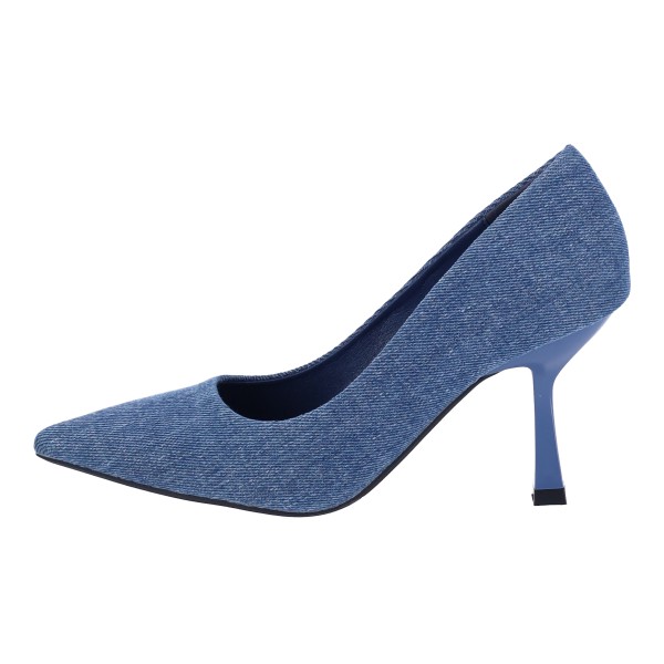 Sweet Shoes Women's Heel 2639-8 in Blue Denim Fabric Γυναικεία παπούτσια