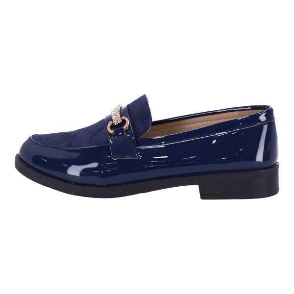 PLATO Shoes Λουστρίνι Γυναικεία Μοκασίνια σε Navy Μπλε Χρώμα XY-630