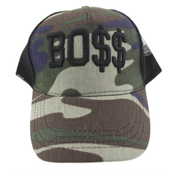 Καπέλο jockey μαύρο-χακί/παραλαγή Boss