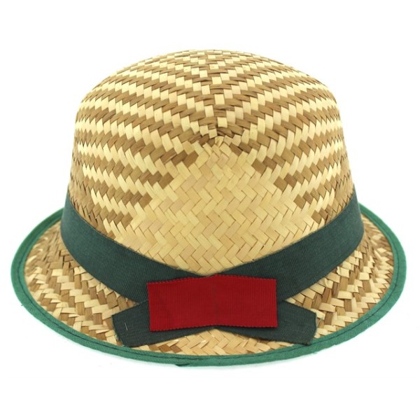 Παιδικό καπέλο ψάθινο με πράσινη κορδέλα