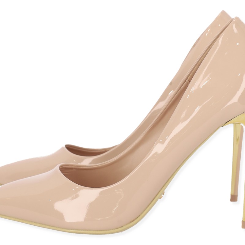 Ideal Shoes Γόβες Στιλέτο Από Λουστρίνι Σε Nude Χρώμα