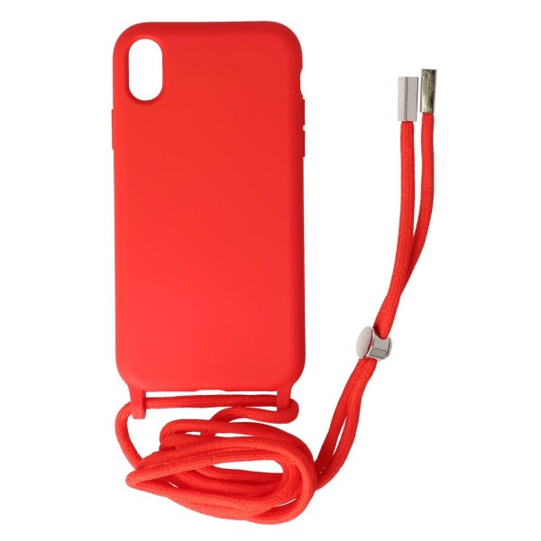 Back Cover Θήκη Σιλικόνης Με Ρυθμιζόμενο Κορδόνι Και Λουράκι Κόκκινο (Iphone X & Iphone Xs)