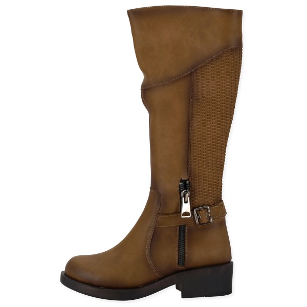 Γυναικείες Μπότες Δερματίνη με Σχέδιο