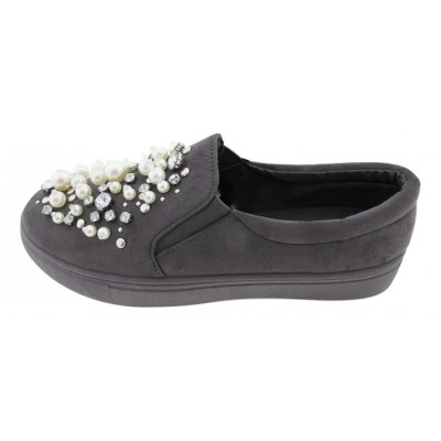 Beautifulshop Καστόρ Loafers με Πέρλες και Στρας
