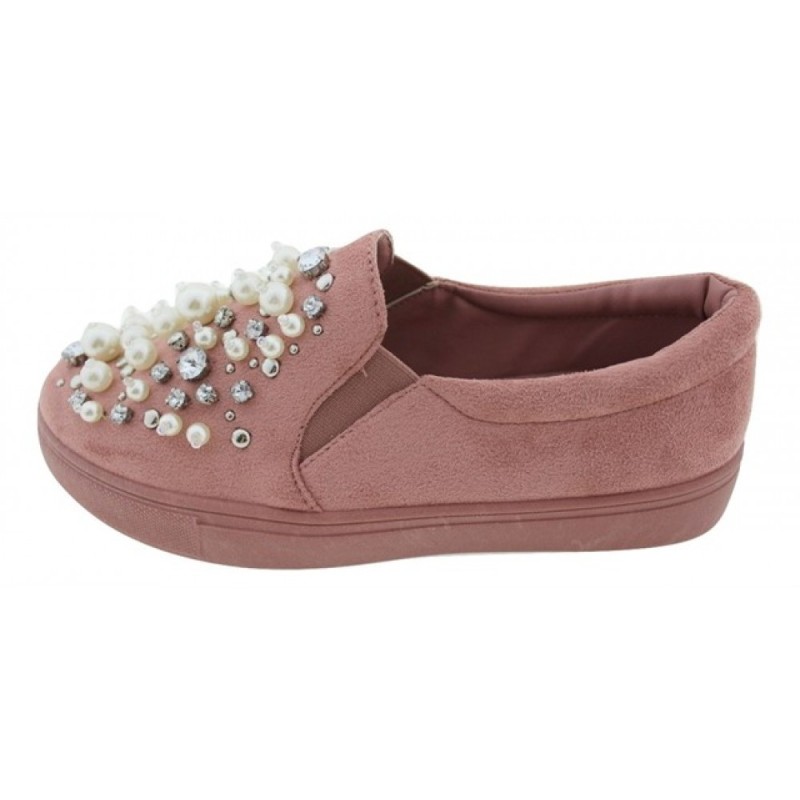 Beautifulshop Καστόρ Loafers με Πέρλες και Στρας