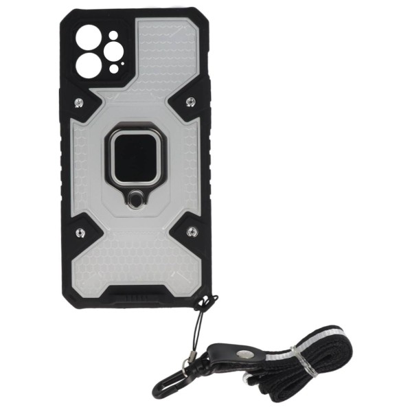 Back Cover Θήκη Με Δαχτυλίδι Στήριξης Και Λουράκι Διάφανο (Iphone 12 Pro)