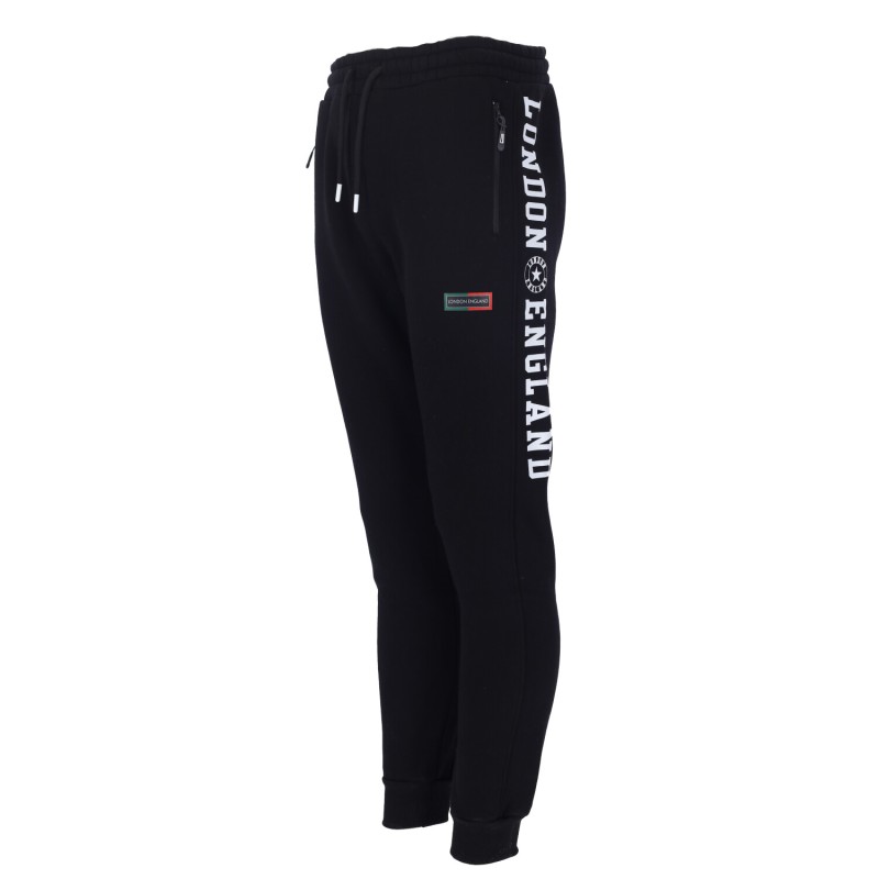 Training London England Παντελόνι Φόρμας με Λάστιχο Fleece σε Μαύρο Χρώμα Training London England Παντελόνι Φόρμας με Λάστιχο Fleece σε Μαύρο Χρώμα