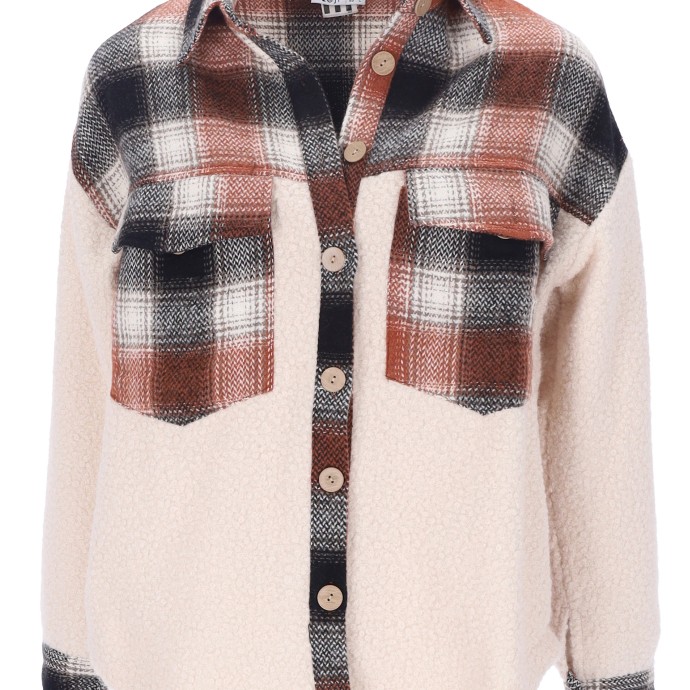 REJI MB23K16289 Women's Plaid Overshirt
