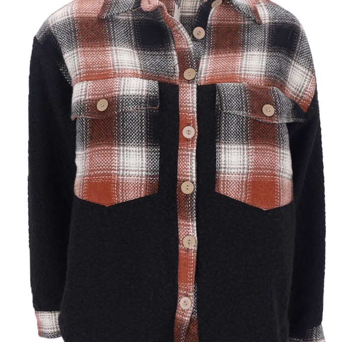 REJI MB23K16289 Women's Plaid Overshirt