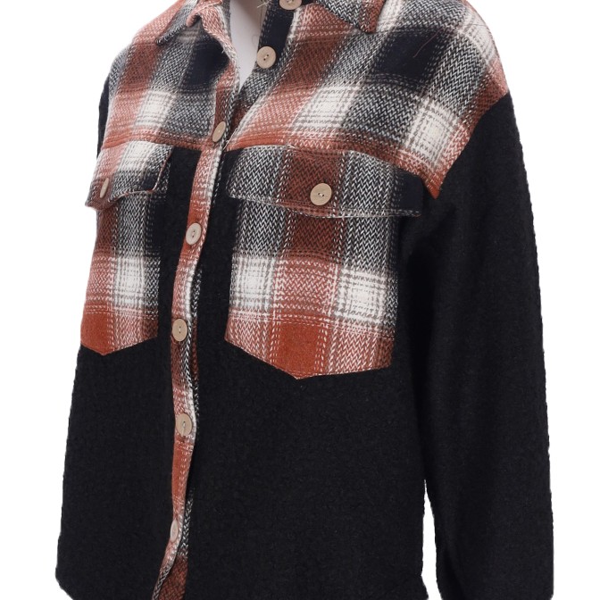 REJI MB23K16289 Women's Plaid Overshirt