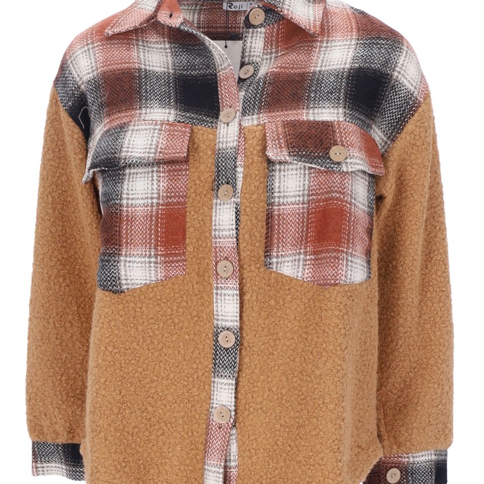 REJI MB23K16289 Women's Plaid Overshirt