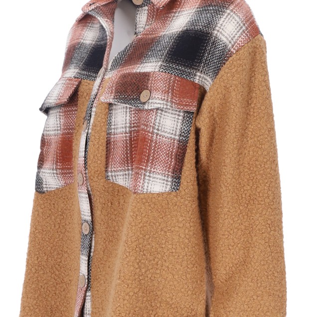 REJI MB23K16289 Women's Plaid Overshirt
