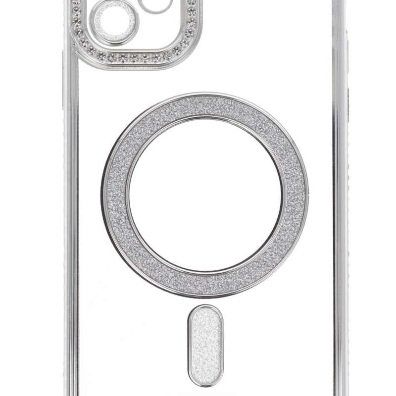 Back Cover Θήκη Σιλικόνης Με Τζαμάκι Κάμερας, Magsafe, Στρασάκια Και Γκλίτερ (Iphone 12)