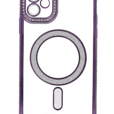 Back Cover Θήκη Σιλικόνης Με Τζαμάκι Κάμερας, Magsafe, Στρασάκια Και Γκλίτερ (Iphone 12)