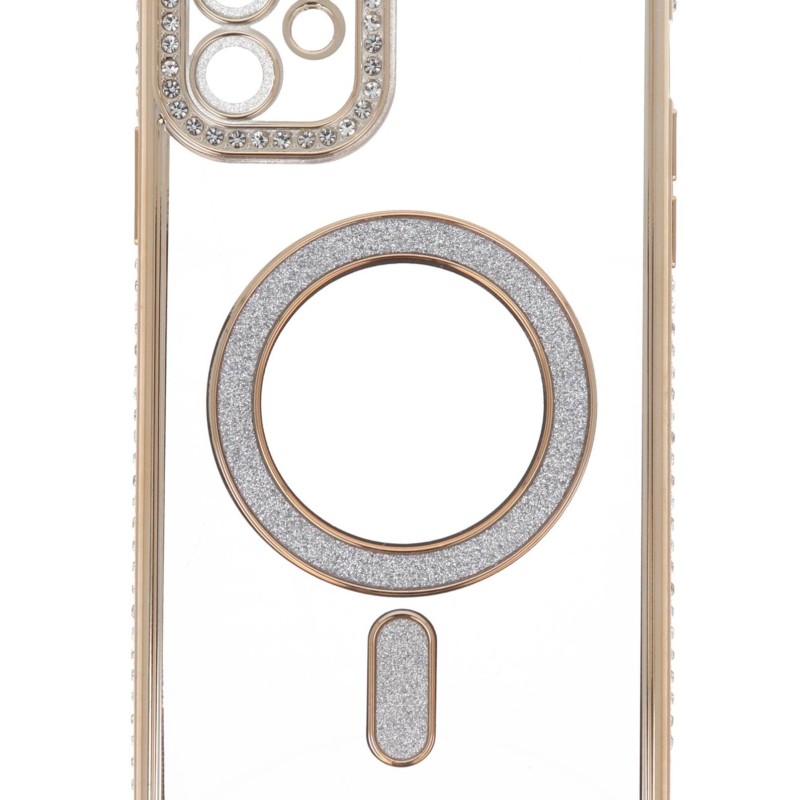 Back Cover Θήκη Σιλικόνης Με Τζαμάκι Κάμερας, Magsafe, Στρασάκια Και Γκλίτερ (Iphone 12)