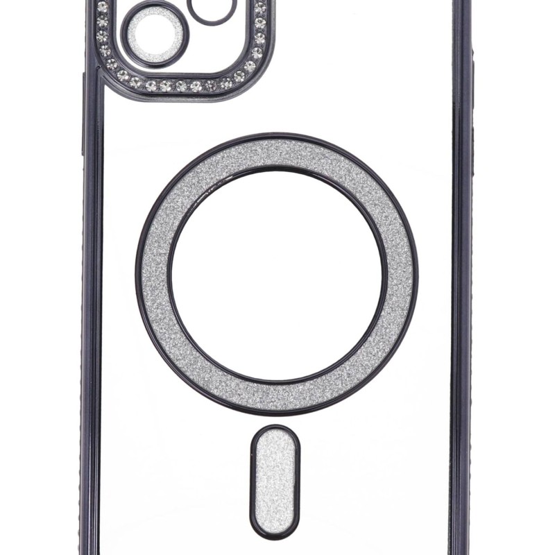 Back Cover Θήκη Σιλικόνης Με Τζαμάκι Κάμερας, Magsafe, Στρασάκια Και Γκλίτερ (Iphone 12)