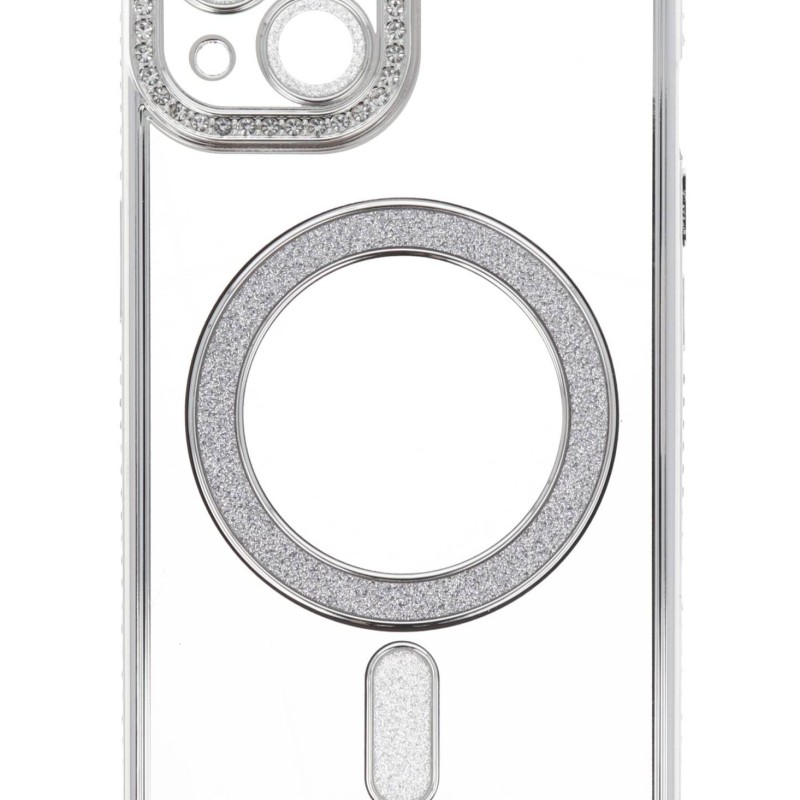 Back Cover Θήκη Σιλικόνης Με Τζαμάκι Κάμερας, Magsafe, Στρασάκια Και Γκλίτερ (Iphone 13)