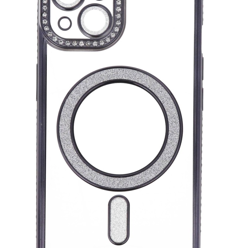 Back Cover Θήκη Σιλικόνης Με Τζαμάκι Κάμερας, Magsafe, Στρασάκια Και Γκλίτερ (Iphone 13)