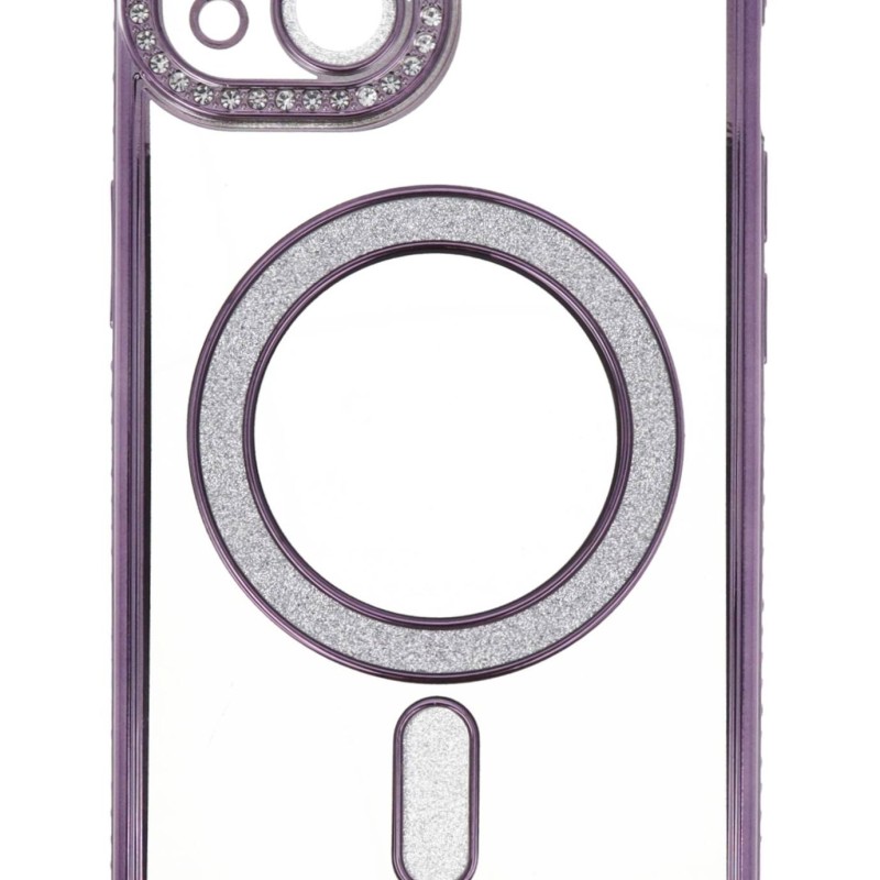Back Cover Θήκη Σιλικόνης Με Τζαμάκι Κάμερας, Magsafe, Στρασάκια Και Γκλίτερ (Iphone 13)