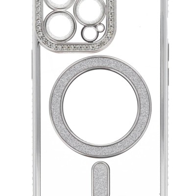 Back Cover Θήκη Σιλικόνης Με Τζαμάκι Κάμερας, Magsafe, Στρασάκια Και Γκλίτερ (Iphone 13 Pro)