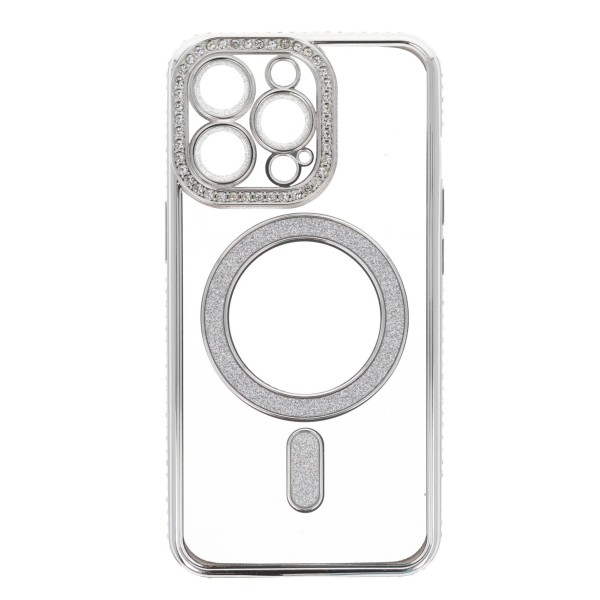 Back Cover Θήκη Σιλικόνης Με Τζαμάκι Κάμερας, Magsafe, Στρασάκια Και Γκλίτερ (Iphone 13 Pro)