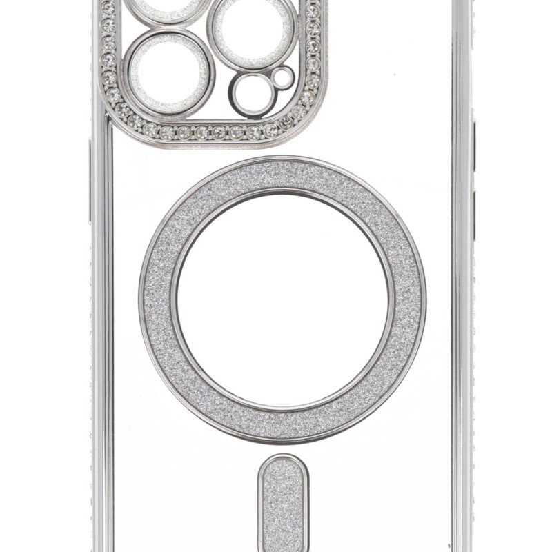 Back Cover Θήκη Σιλικόνης Με Τζαμάκι Κάμερας, Magsafe, Στρασάκια Και Γκλίτερ (Iphone 13 Pro)