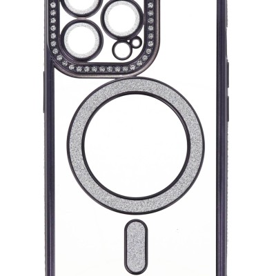 Back Cover Θήκη Σιλικόνης Με Τζαμάκι Κάμερας, Magsafe, Στρασάκια Και Γκλίτερ (Iphone 13 Pro)
