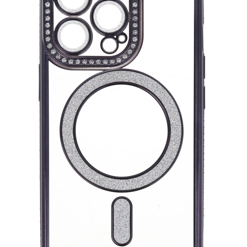 Back Cover Θήκη Σιλικόνης Με Τζαμάκι Κάμερας, Magsafe, Στρασάκια Και Γκλίτερ (Iphone 13 Pro)