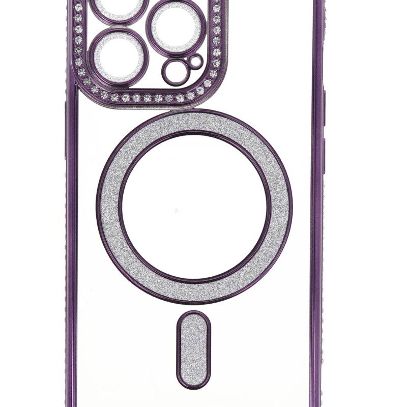Back Cover Θήκη Σιλικόνης Με Τζαμάκι Κάμερας, Magsafe, Στρασάκια Και Γκλίτερ (Iphone 13 Pro)