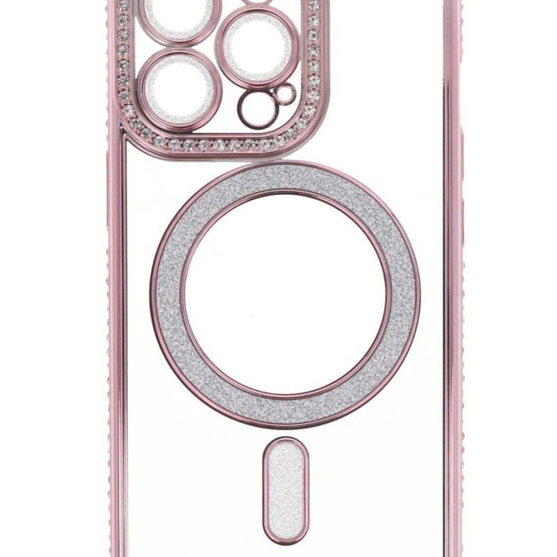Back Cover Θήκη Σιλικόνης Με Τζαμάκι Κάμερας, Magsafe, Στρασάκια Και Γκλίτερ (Iphone 13 Pro)
