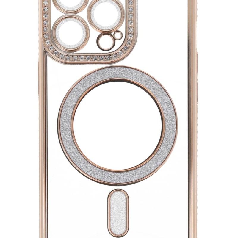 Back Cover Θήκη Σιλικόνης Με Τζαμάκι Κάμερας, Magsafe, Στρασάκια Και Γκλίτερ (Iphone 13 Pro)