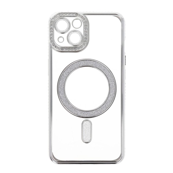 Back Cover Θήκη Σιλικόνης Με Τζαμάκι Κάμερας, Magsafe, Στρασάκια Και Γκλίτερ (Iphone 14)