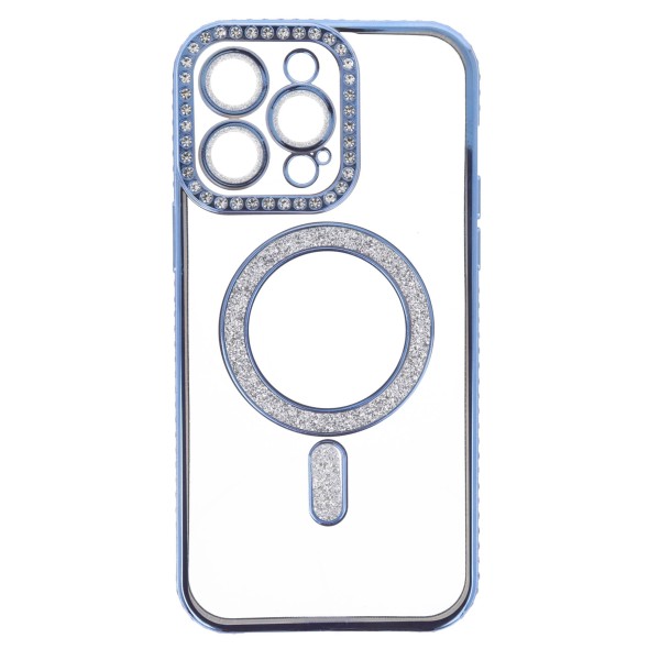 Back Cover Θήκη Σιλικόνης Με Τζαμάκι Κάμερας, Magsafe, Στρασάκια Και Γκλίτερ (Iphone 14 Pro Max)